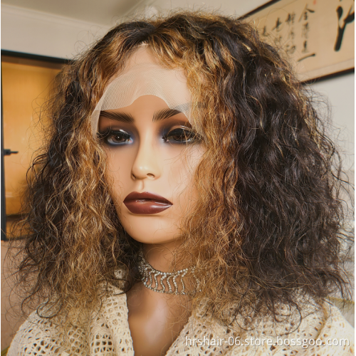 whosale Virgin Remy Hair Lace Wigs Pre Plucked 13X4 180% Density curly T Shape Middle Part HD Lace Frontal Human Hair Wigs